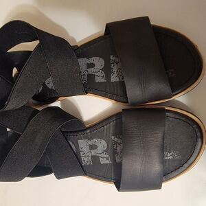 Sorel Ella Women's Leather Black  Sandals Size 7.5